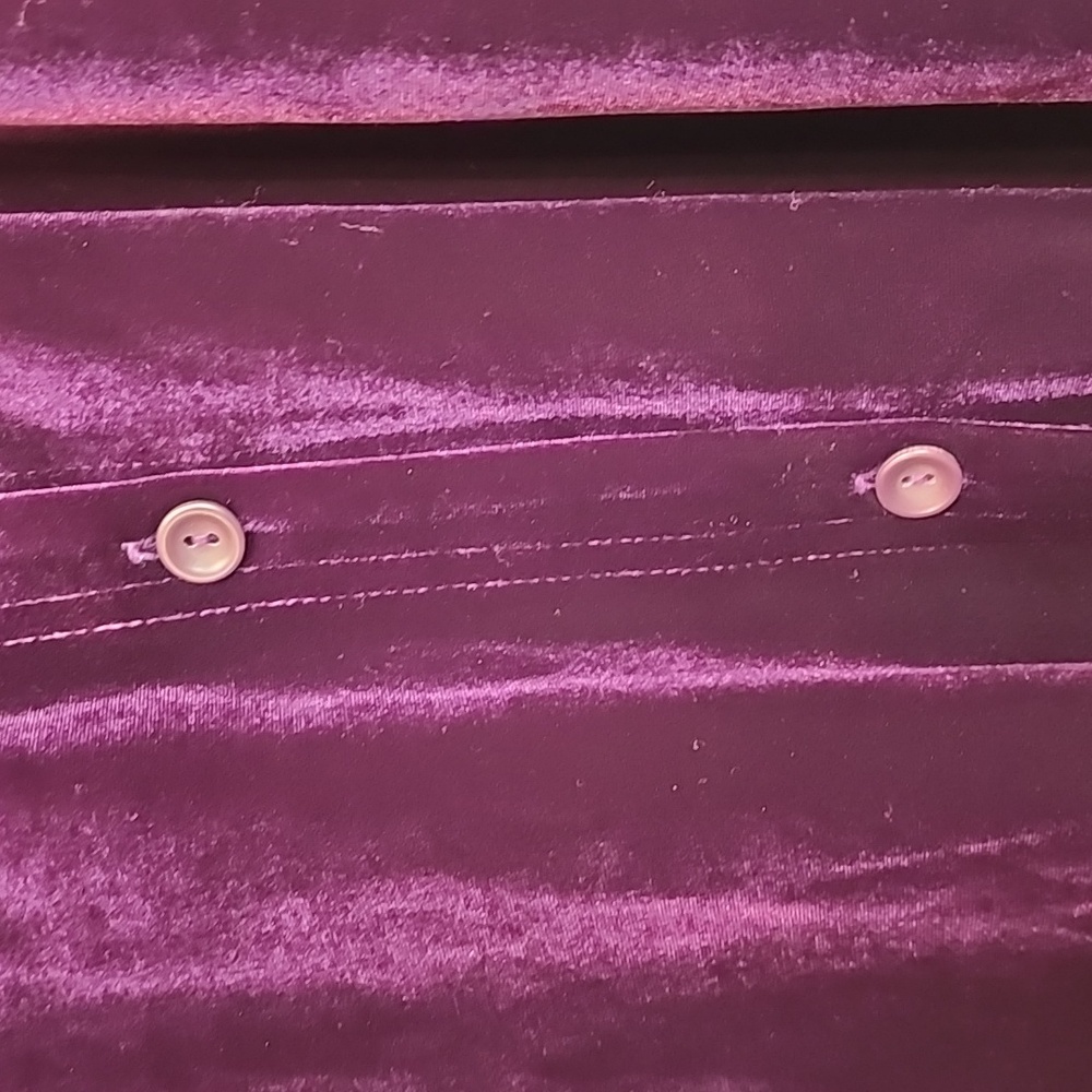 BECHAMEL II NWT PURPLE VELVET V NECK BUTTON DOWN LONG SLEEVE Warm Vintage Top - Picture 6 of 11